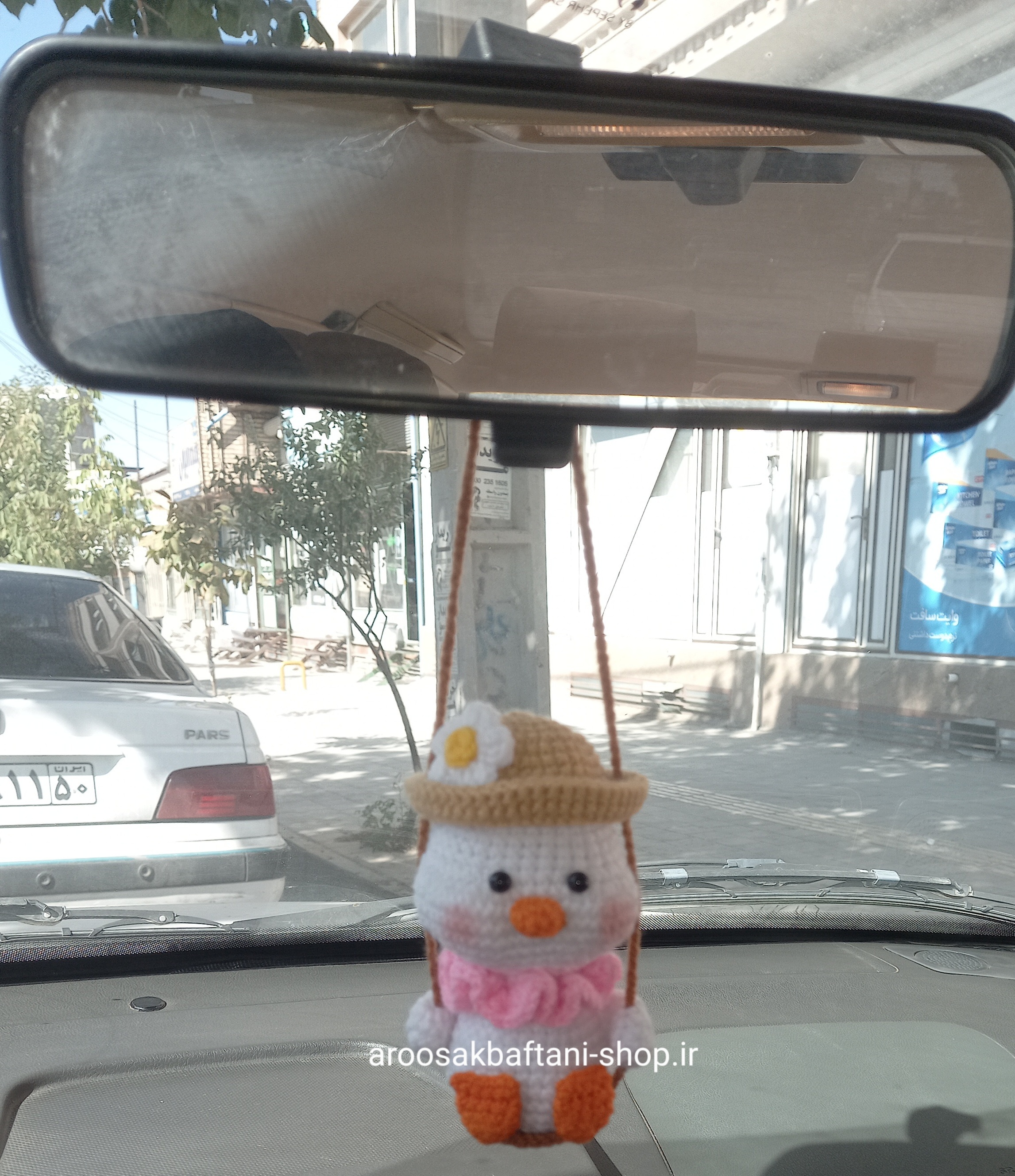 عروسک اردک تاب سوار11سانتی بافت با رنگ دلخواه شما